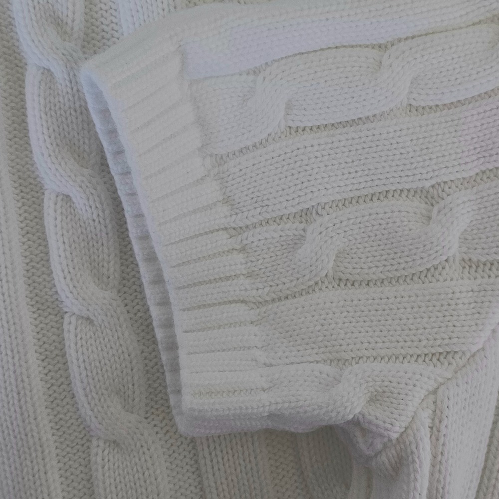 Polo by Ralph Lauren White Cable-Knit Midi Dress with Navy Pony - Picture 6 of 11